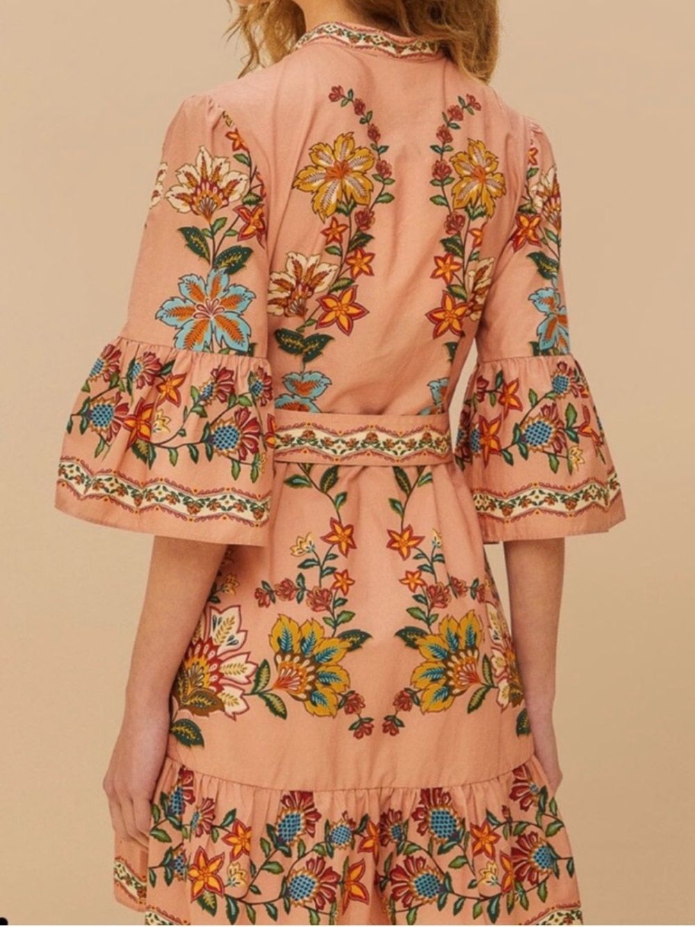 FARM Rio Pink Floral Embroidered Belted Mini Dress - Picture 3 of 5